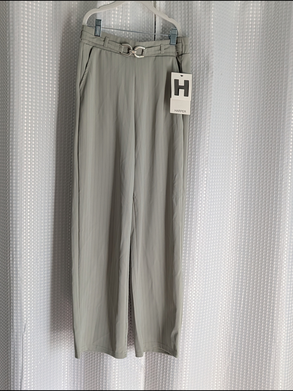 HARPER Wide Leg Trouser Pants with Buckle in Mint - Size S NWT's